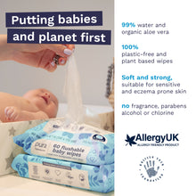 Load image into Gallery viewer, Flushable Eco Baby Wipes
