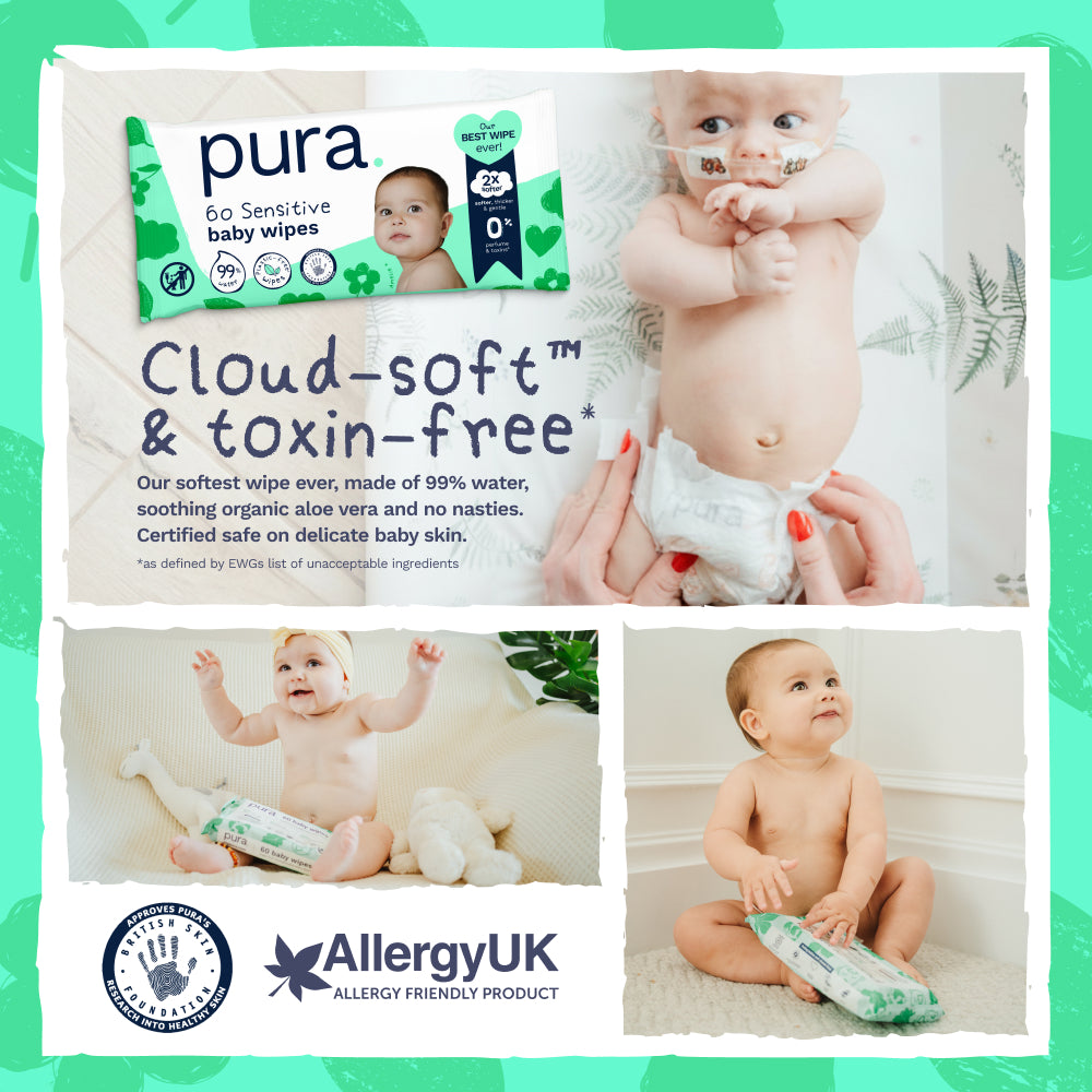 Baby Wipes for Sensitive Skin - 10 x 60 Wipes
