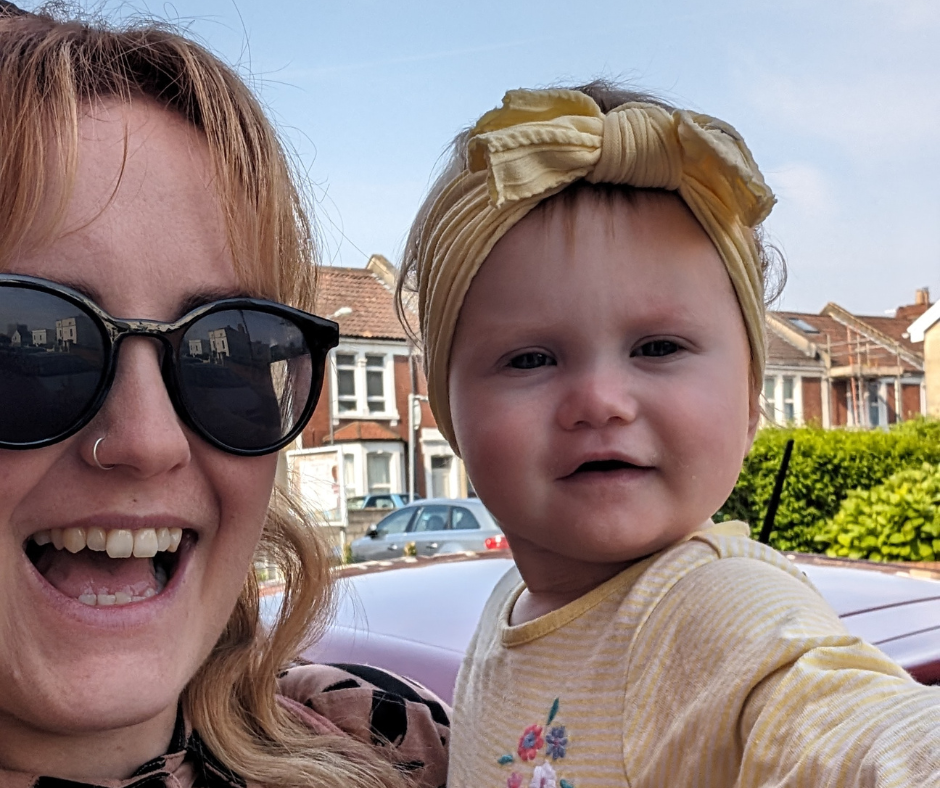 Mother and baby smiling