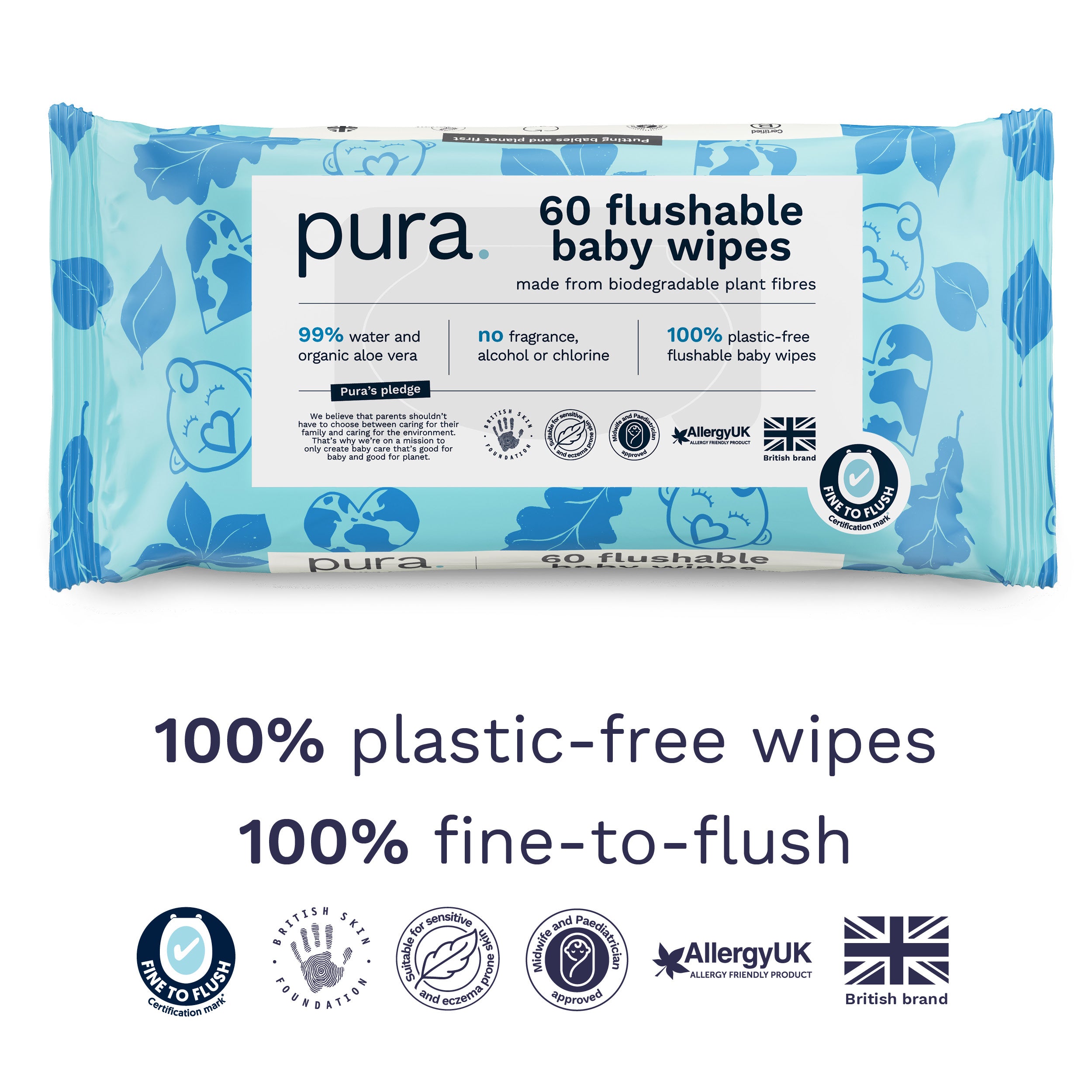 Flushable baby wipes