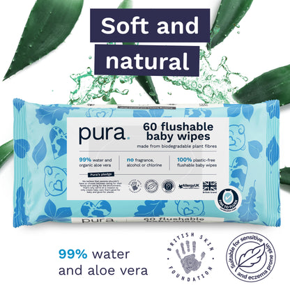 Flushable baby wipes
