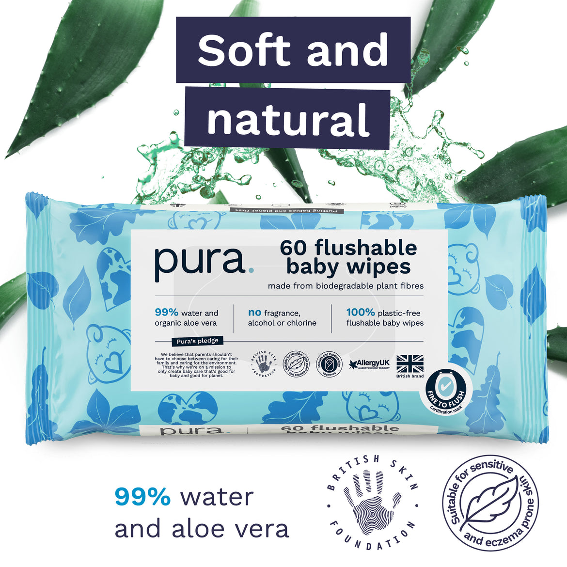 Flushable Eco Baby Wipes MyPura