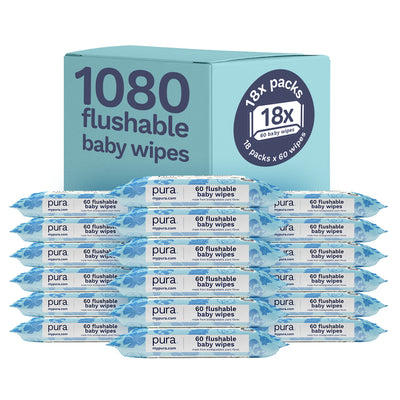 Flushable Baby Wipes- 12 x 60 Wipes