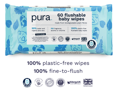 Flushable Baby Wipes- 12 x 60 Wipes