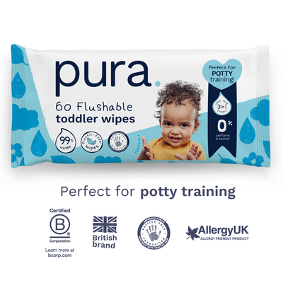 Flushable Toddler Wipes for Sensitive Skin - 12 x 60 Wipes