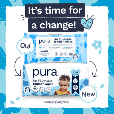 Flushable Toddler Wipes for Sensitive Skin - 12 x 60 Wipes